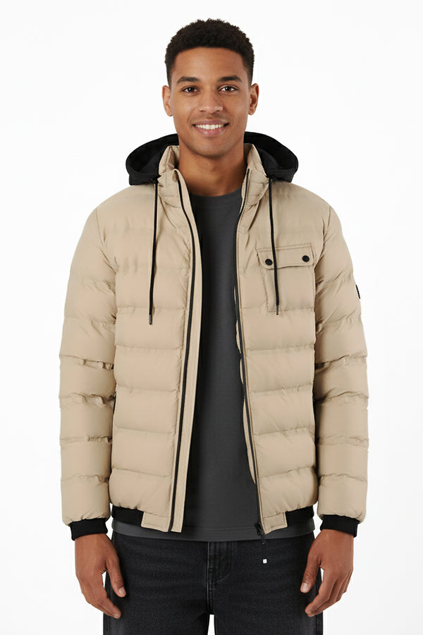 soulstar Padded Jacket with Sweater Hood Stone