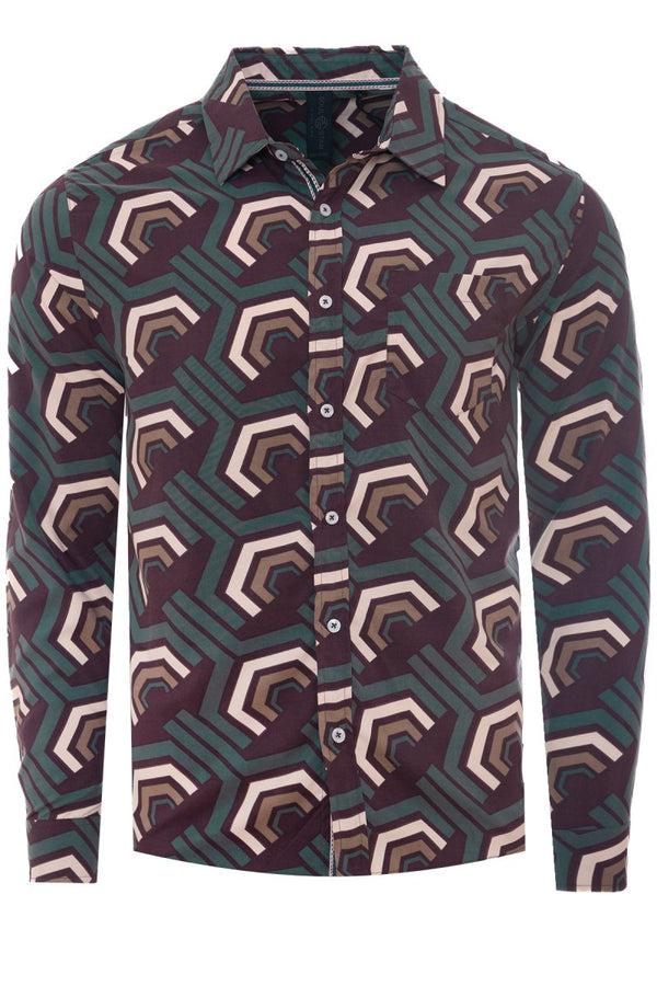 Soulstar Pattern Print Shirt Burgundy