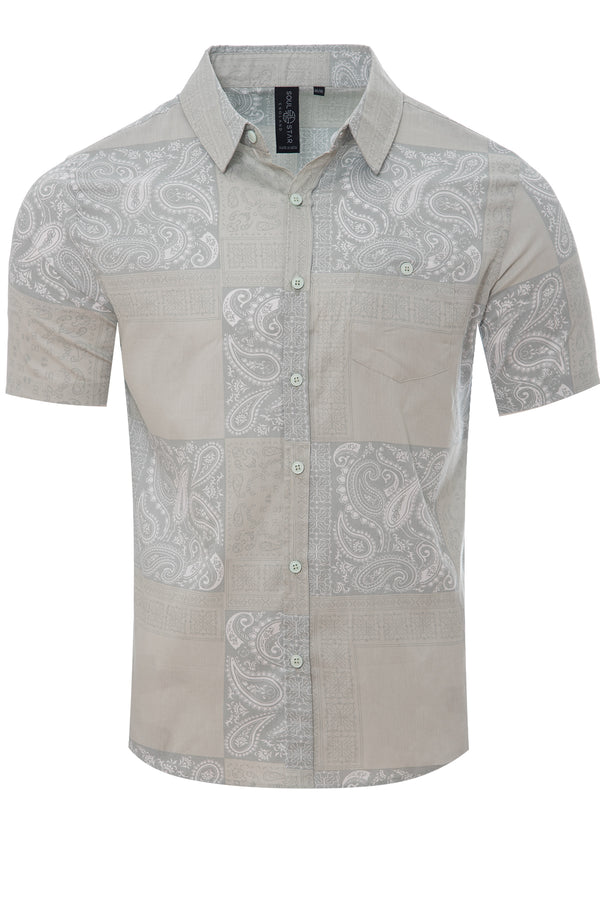 Soulstar Pattern Print Shirt Sage