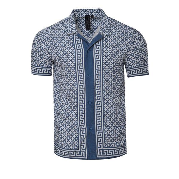 Soulstar Pattern Short Sleeved Shirt Mid Blue