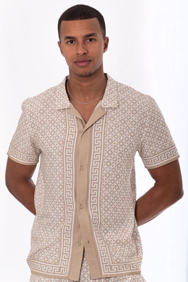 soulstar Pattern Short Sleeved Shirt Mid blue