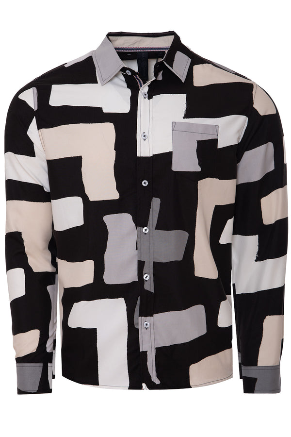 Soulstar Patterned Long Sleeved Shirt Navy