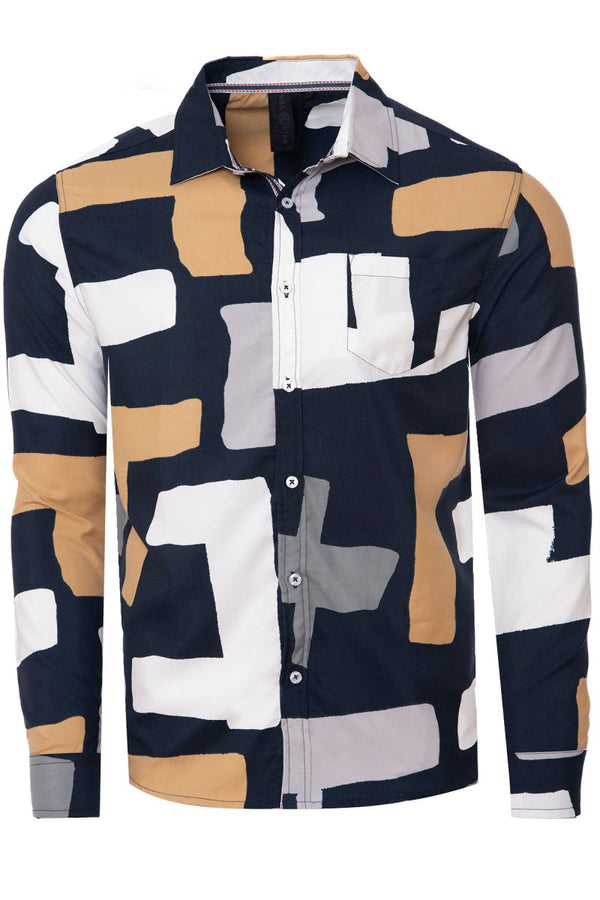 soulstar Patterned Long Sleeved Shirt Navy