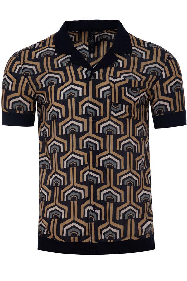 Soulstar Patterned Print Shirt Navy