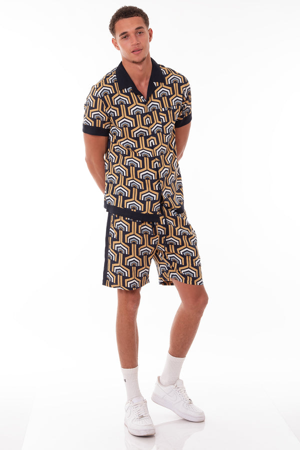 Soulstar Patterned Print Shirt Navy