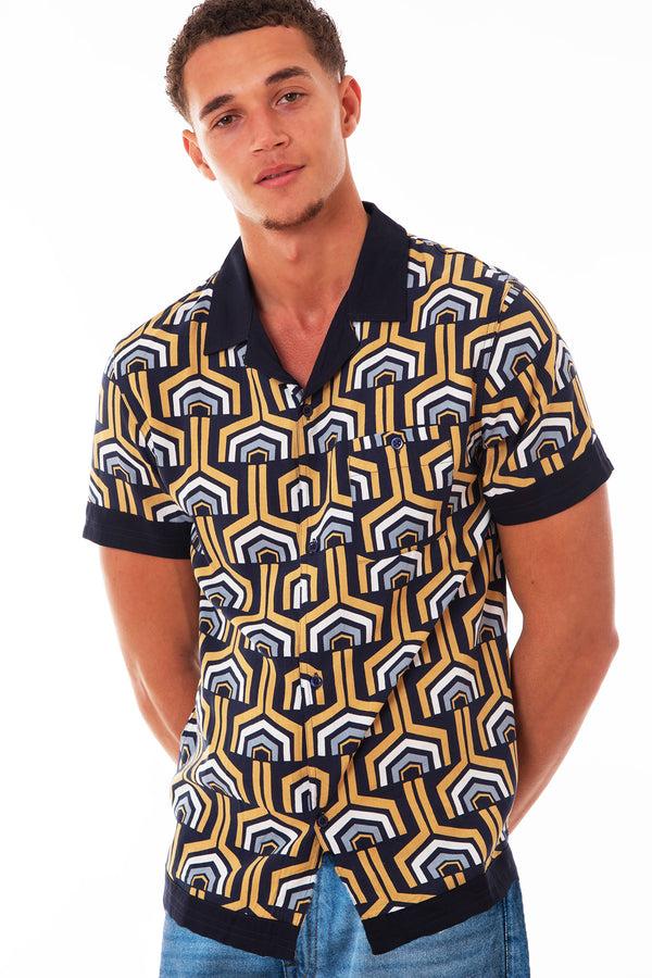 soulstar Patterned Print Shirt Navy