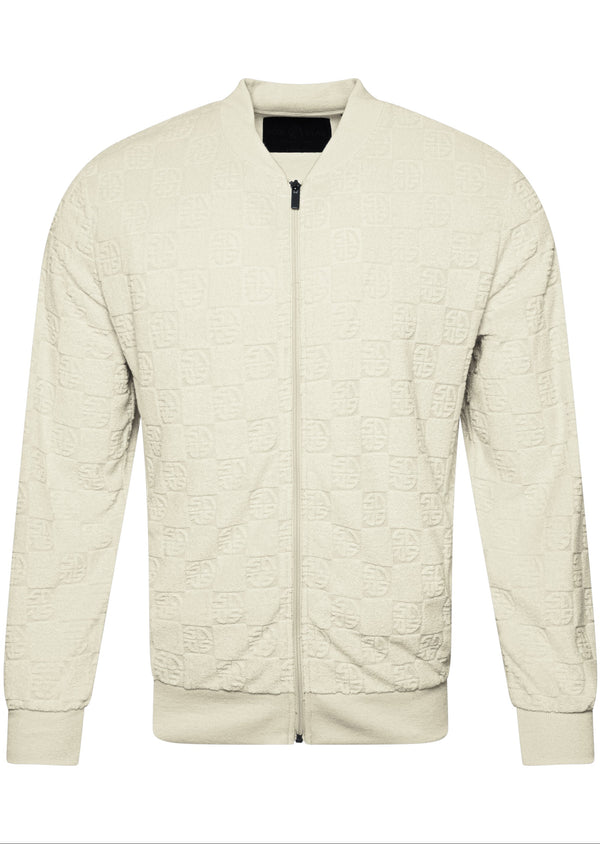 Soulstar Print Textured Bomber Jacket Baby Blue