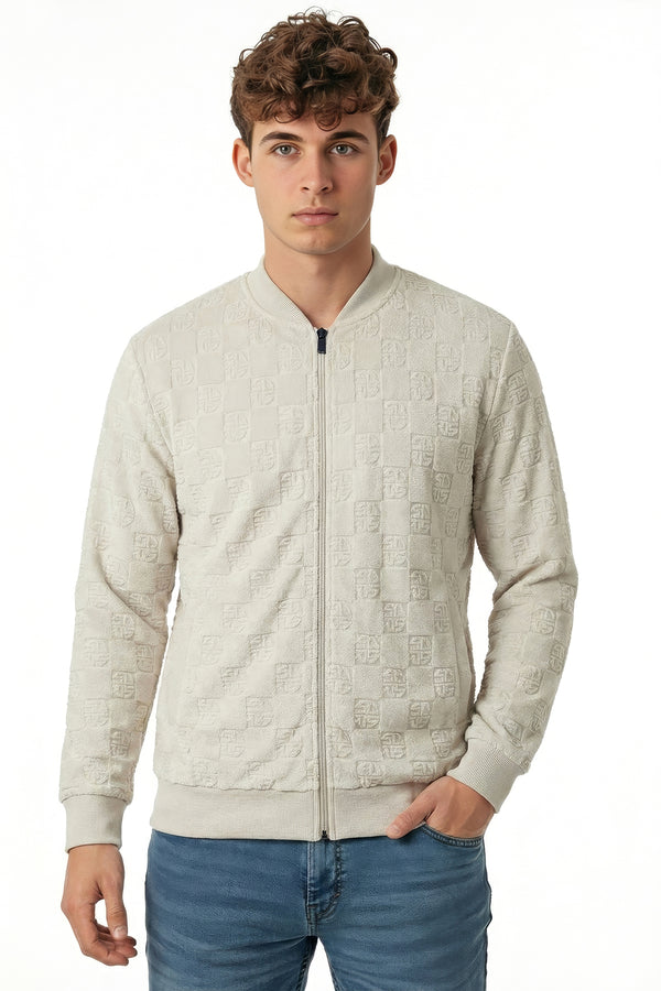 soulstar Print Textured Bomber Jacket Baby blue