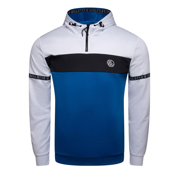Soulstar Quarter-Zip Color-Block Hoodie Blue