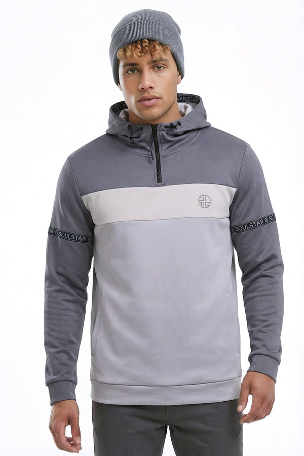 soulstar Quarter-Zip Color-Block Hoodie Blue