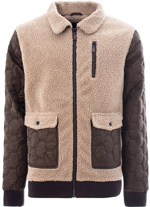 Soulstar Sherpa Quilted Bomber Jacket Beige
