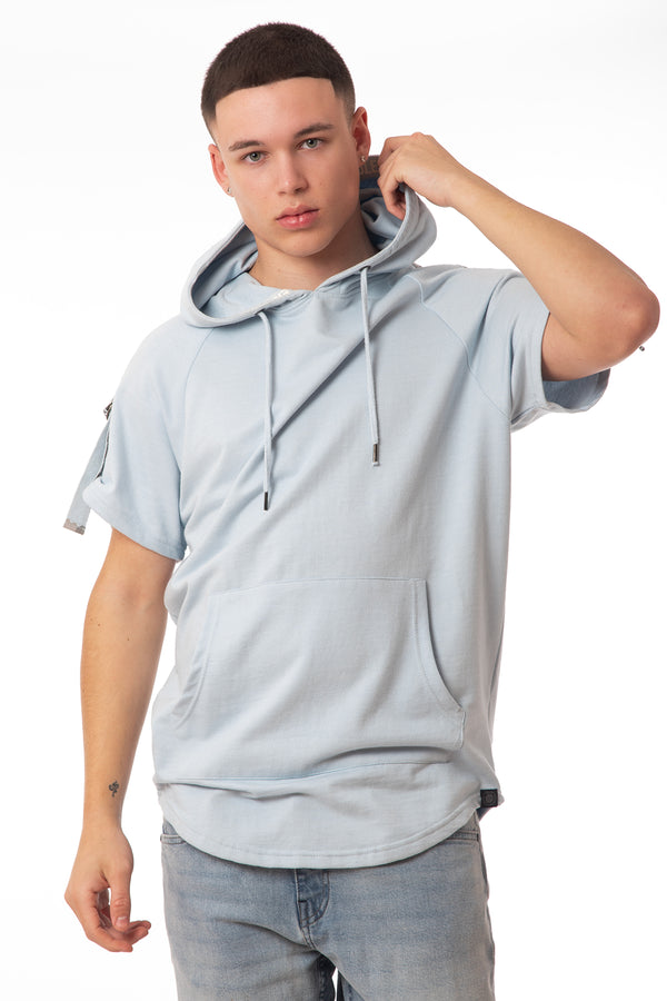 Soulstar Short Sleeve Utility Hoodie Light Blue
