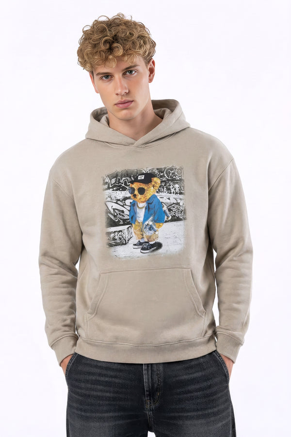 Soulstar Skater Bear Hoodie Stone