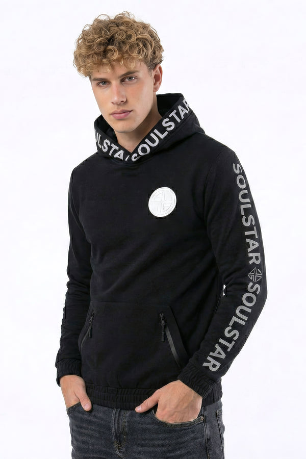 soulstar Soulstar Branded Hooded Sweatshirt Black