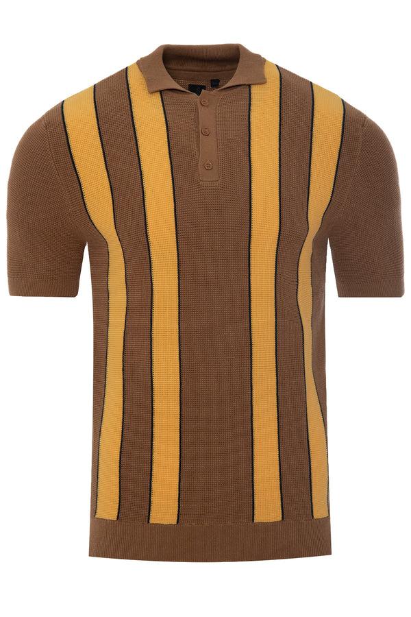 Soulstar Striped Polo Knit Brown
