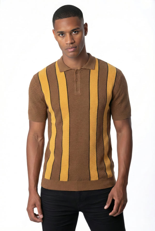 soulstar Striped Polo Knit Brown