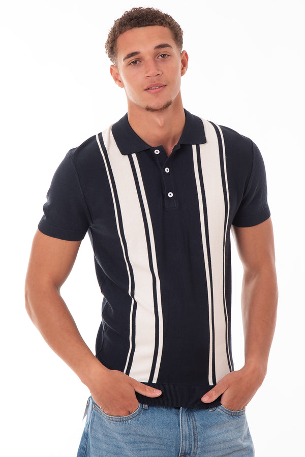 Soulstar Striped Polo Navy