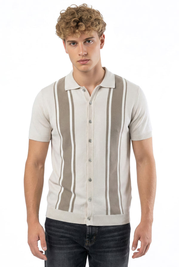 soulstar Striped Polo Navy