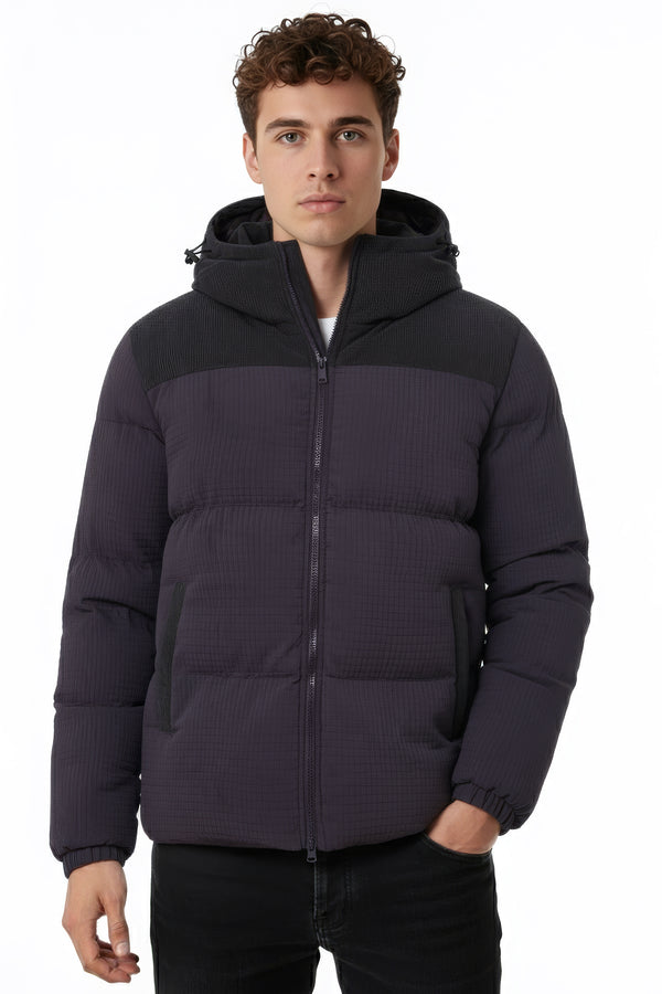soulstar Textured Panel Puffer Jacket Black