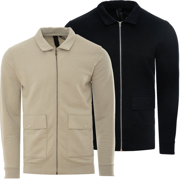 Soulstar Utility Zip Sweatshirt Jacket Black