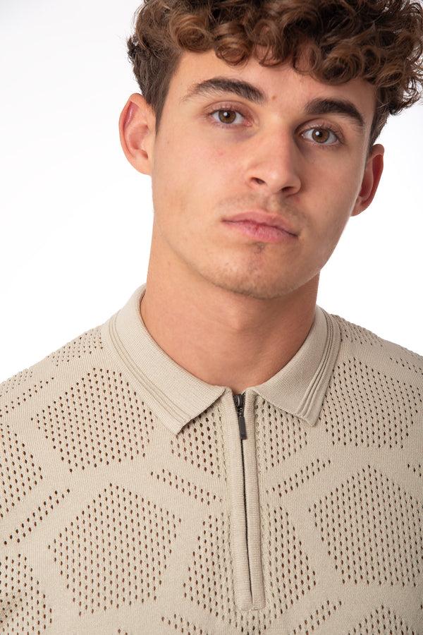 Soulstar Zip Collar Polo Stone