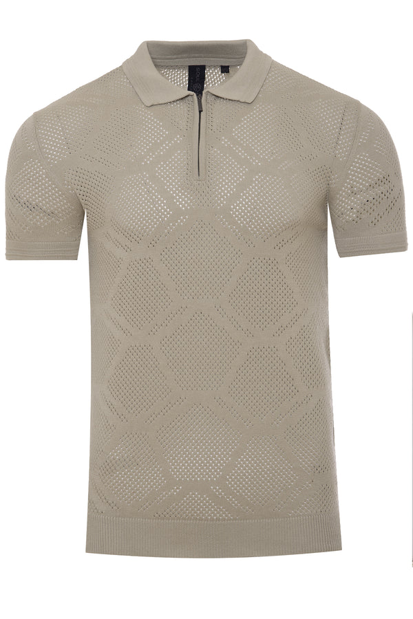 Soulstar Zip Collar Polo Stone