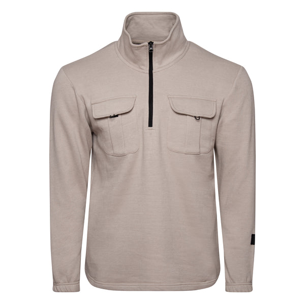 Soulstar Utility Half-Zip Sweatshirt With Chest Pockets DK Grey