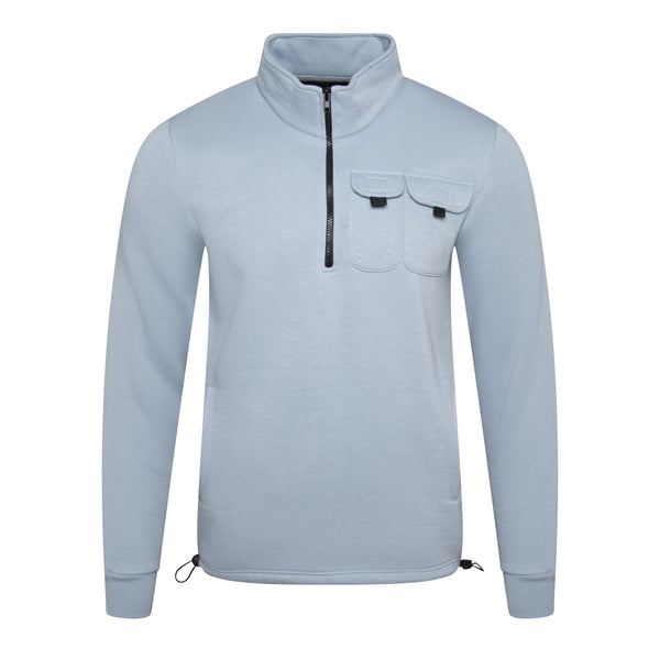 Soulstar Utility Half-Zip Sweatshirt With Chest Pockets Sky