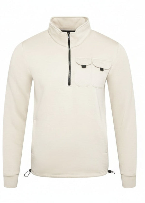 Soulstar Utility Half-Zip Sweatshirt With Chest Pockets Sky