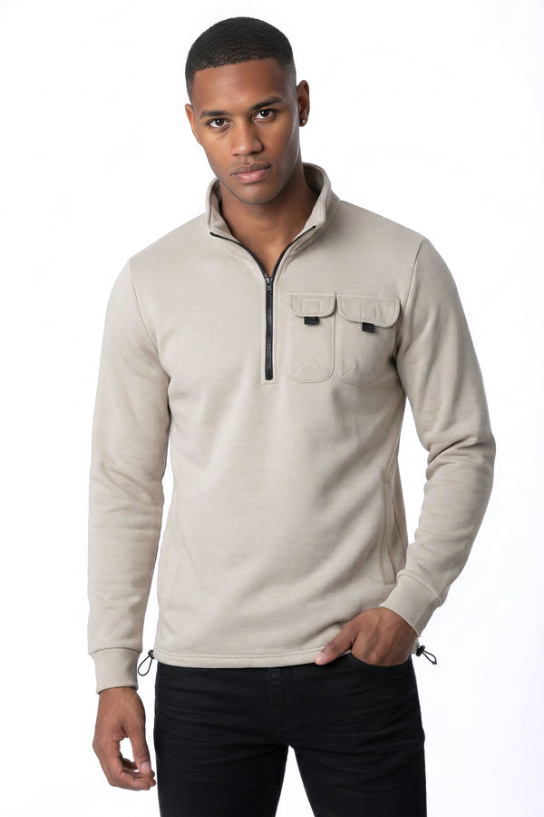 soulstar Utility Half-Zip Sweatshirt with Chest Pockets Sky