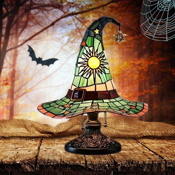 Sourpuss Clothing 1-Pack Gothic Witch Hat Lamp - Purple Yellow Pink Or - USB-Powered Tabletop Lighting With On/Off Switch No Batteries Needed - For Halloween Decor Witchcraft Parties Bedroom Haunted House - Wizard Hat Night Ligh