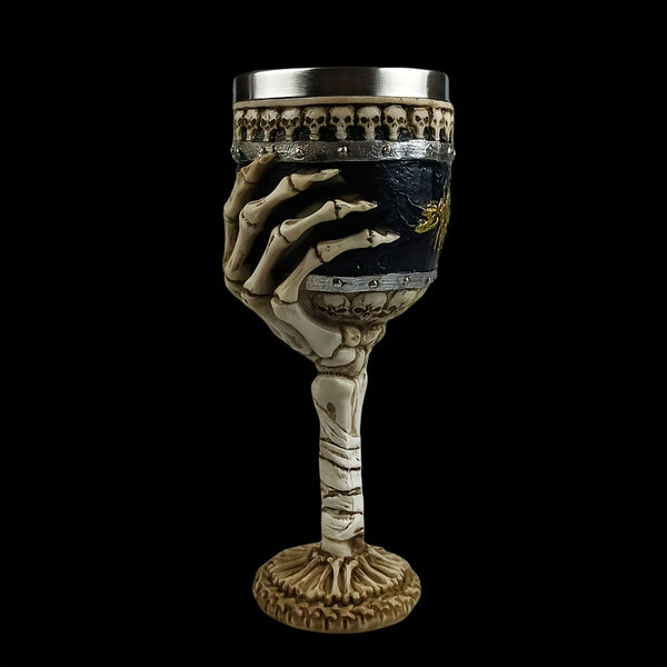 Sourpuss Clothing 1pc Creative Skull Hand Goblet Gothic Ossuary Palm Skull Skeletal Bones Armor Wine Cup Resin Body Stainless Steel Goblet Drinking Cup Party Drinkware Halloween Romantic Novelty Gothic Gift Room Decor Home Decor