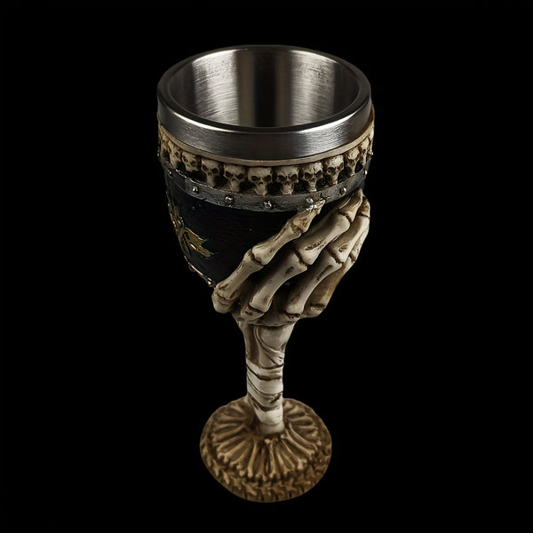 Sourpuss Clothing 1pc Creative Skull Hand Goblet Gothic Ossuary Palm Skull Skeletal Bones Armor Wine Cup Resin Body Stainless Steel Goblet Drinking Cup Party Drinkware Halloween Romantic Novelty Gothic Gift Room Decor Home Decor