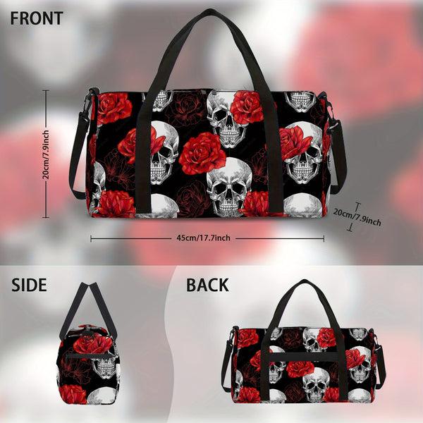 Sourpuss Clothing 1pc Skull And Rose Trendy Multifunctional Travel Bag - & Durable Spacious Design For Outdoor/ Daily Use Travel & Camping - Back To School Season