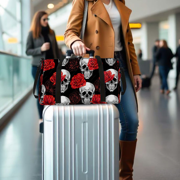 Sourpuss Clothing 1pc Skull And Rose Trendy Multifunctional Travel Bag - & Durable Spacious Design For Outdoor/ Daily Use Travel & Camping - Back To School Season