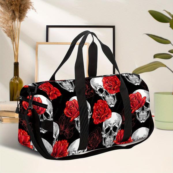 sourpuss clothing 1pc Skull And Rose Trendy Multifunctional Travel Bag - & Durable Spacious Design for Outdoor/ Daily Use Travel & Camping - Back to School Season
