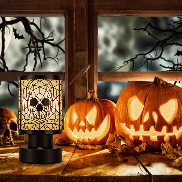 Sourpuss Clothing 2pcs Gothic Rechargeable Skull Desk Lamp - Cordless Desk Lamp Gothic Home Decoration 3-channel Dimmable Touch Desk Lamp Room Decoration Skull Lamp Halloween Decoration Skull Lamp