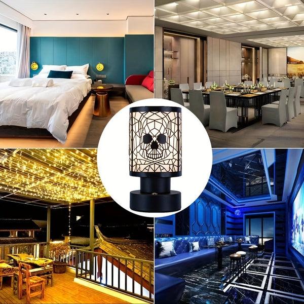 Sourpuss Clothing 2pcs Gothic Rechargeable Skull Desk Lamp - Cordless Desk Lamp Gothic Home Decoration 3-channel Dimmable Touch Desk Lamp Room Decoration Skull Lamp Halloween Decoration Skull Lamp