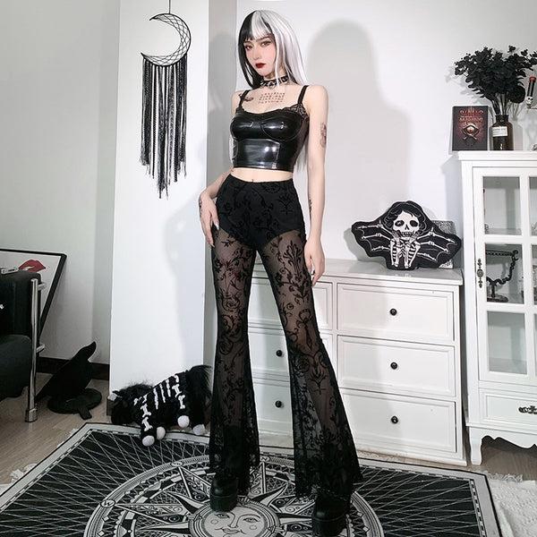 Sourpuss Clothing Bohemian Lace Flare Pants For Alternative Fashion