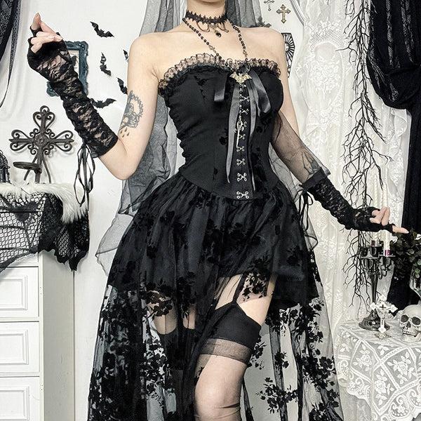 Sourpuss Clothing Dark Romantic Sheer Mesh Gothic Wedding Gown