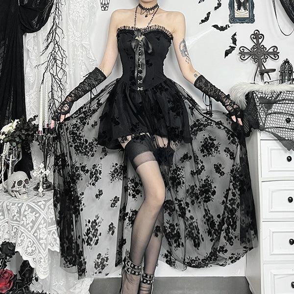 Sourpuss Clothing Dark Romantic Sheer Mesh Gothic Wedding Gown