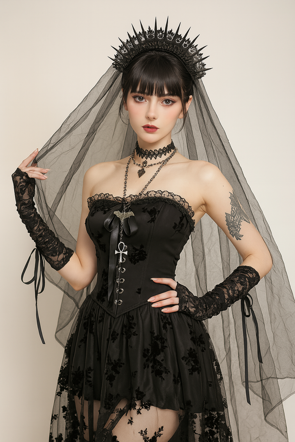 sourpuss clothing Dark Romantic Sheer Mesh Gothic Wedding Gown