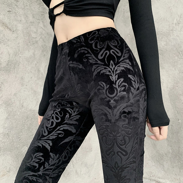 Sourpuss Clothing Dark Velvet Flare Pants For Alternative Fashion