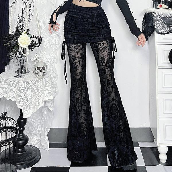 sourpuss clothing Flared Cross-Cropped Witchy Pants for Gothic Grunge Style