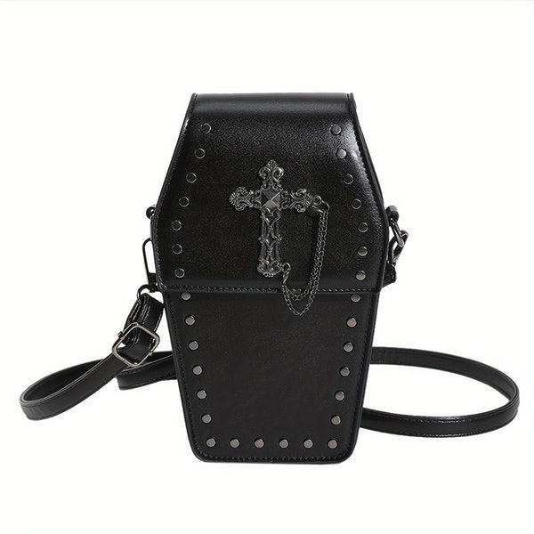 Sourpuss Clothing Gothic And Punk Design Crossbody Bag With Adjustable Strap Ladies Mini Shoulder Purse For Party Use