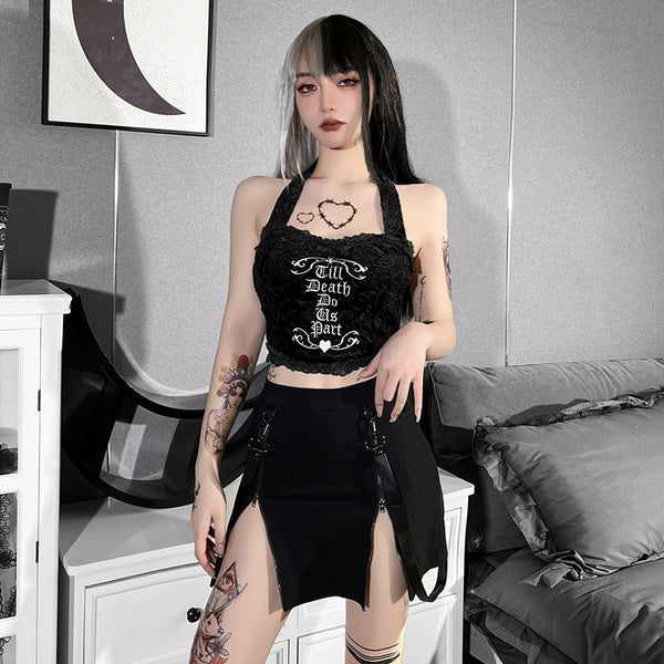 sourpuss clothing Gothic Dual Zipper Slit Skirt for Dark Romance Fashion