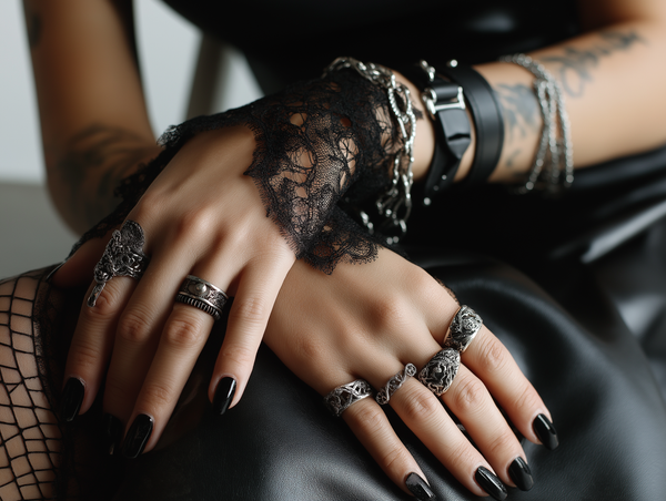 Sourpuss Clothing Gothic Lace And Silver Jewelry Set