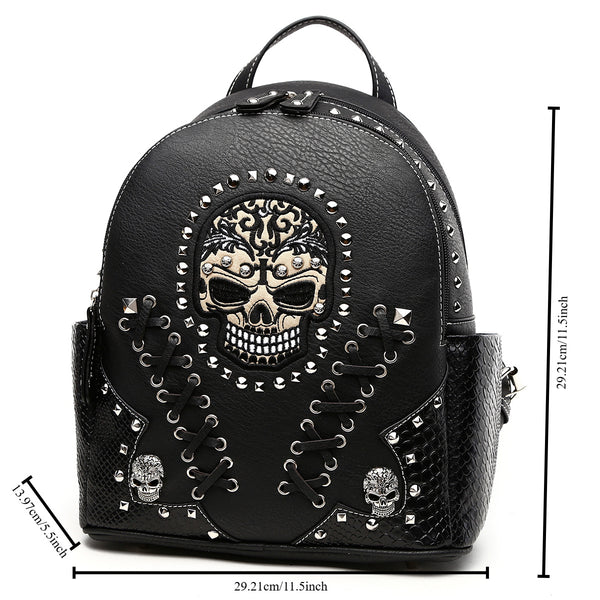 Sourpuss Clothing Gothic Skull Women Backpack With Matching Wallet Set