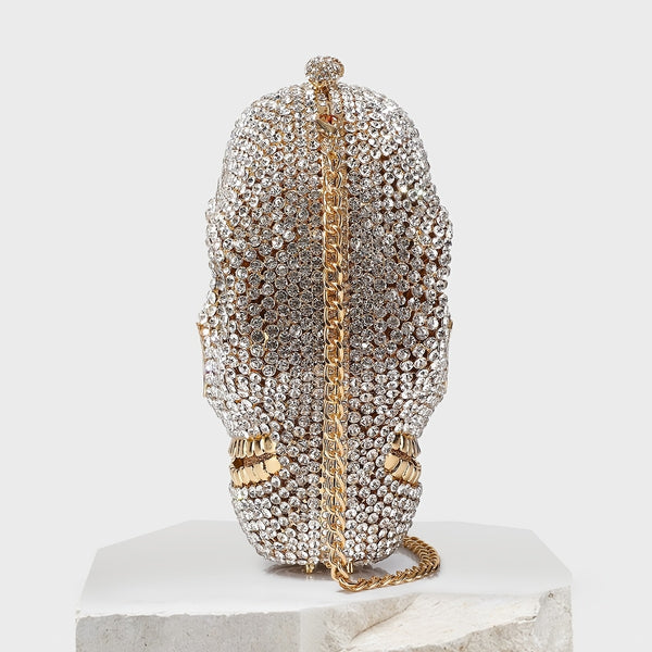 Sourpuss Clothing Ladies 3D Skull Clutch Purse Evening Bag Rhinestone Handbag For Prom Party