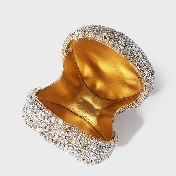 Sourpuss Clothing Ladies 3D Skull Clutch Purse Evening Bag Rhinestone Handbag For Prom Party